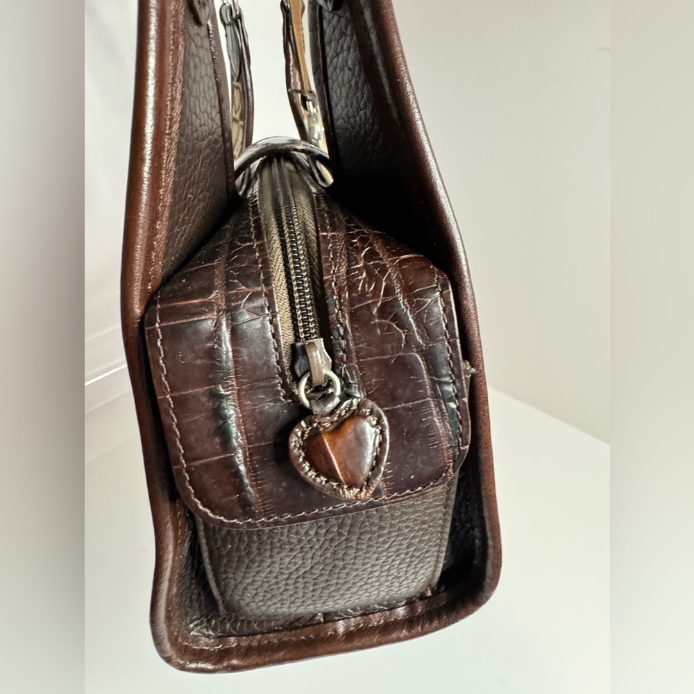 ๐#163 Brighton Heart Signature Jacquard & Croc Embossed Leather Shoulder Bag - Picture 6 of 16